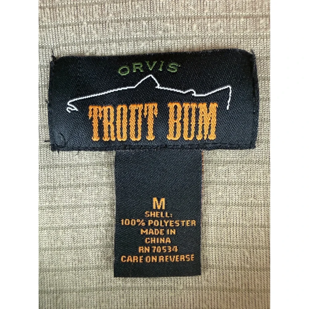 Orvis‎ Trout Bum Fleece Pullover Mens Medium Green 1/4 Zip Waffle Grid 4L62